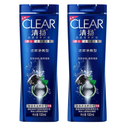 CLEAR 清扬 活炭净爽型 男士去屑洗发露100ml*2　9.9元